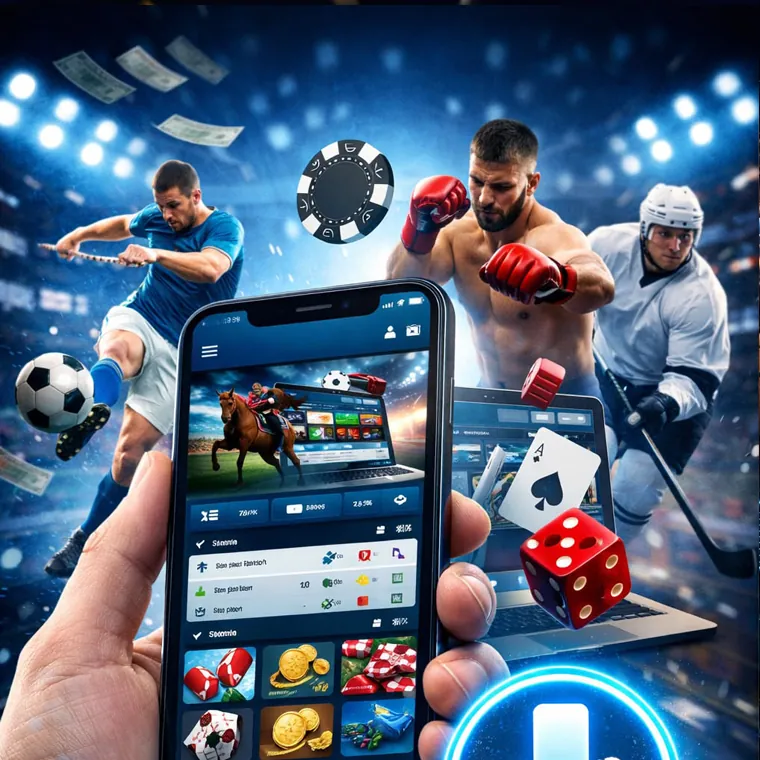 Montage of diverse queenph casino games and sports betting interface