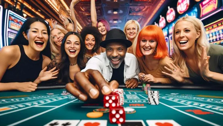 Wide cinematic angle showcasing a luxurious, bustling online casino floor with various glowing slot machines and live dealer tables in the midground, with a vibrant sports betting interface overlay in the foreground, bathed in rich, warm golden and red lighting, creating an epic and high-energy atmosphere.